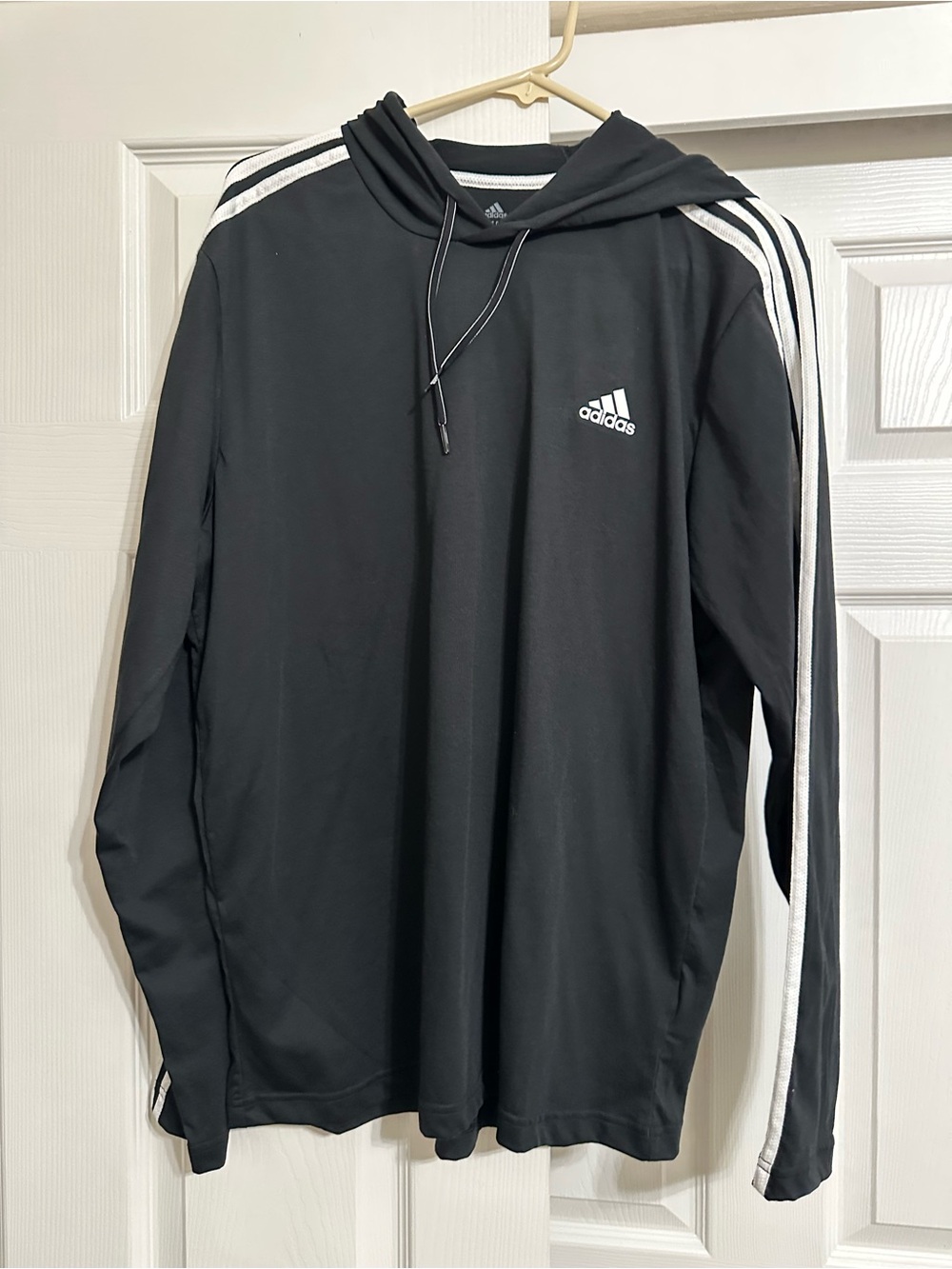 adidas Black Hoodie with White 3-Stripe Detail
